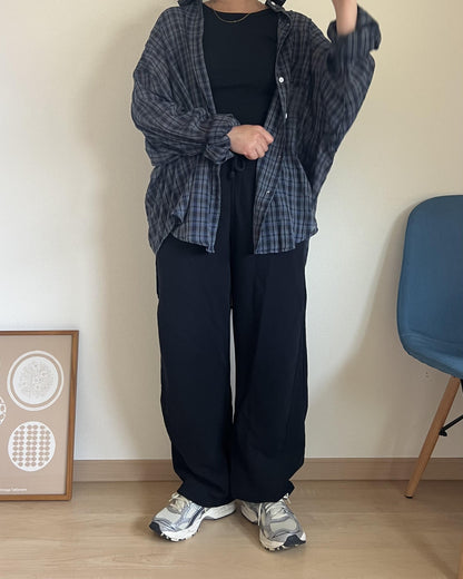 リネンシアーチェックシャツ