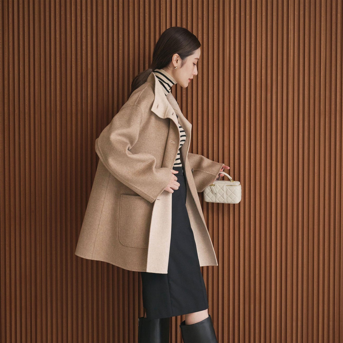 バイカラー リバー Aライン コート