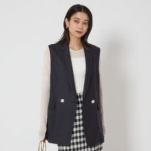 リネンライク ジレ -マシンウォッシャブル・ストレッチ-