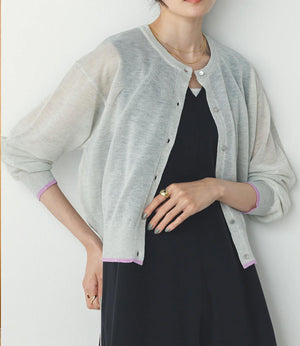 バイカラーシアーニットカーディガン