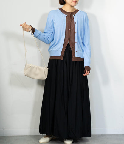 レイヤード風バイカラーカーディガン