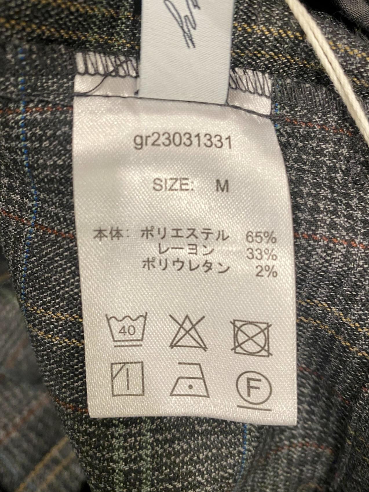 ワイドチェック柄ベルトパンツ