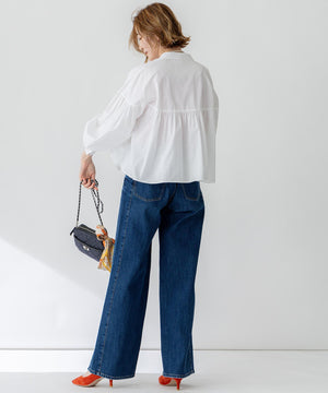 デニム ライン ワイドパンツ