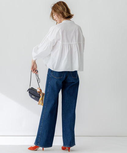 デニム ライン ワイドパンツ