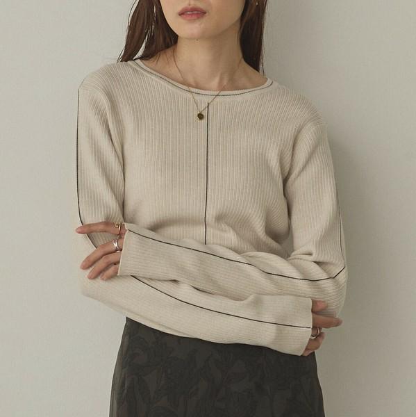 バイカラースリムニットプルオーバー