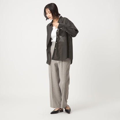 ［size SHORTあり］ウール混ボイル シャツ -ウォッシャブル-