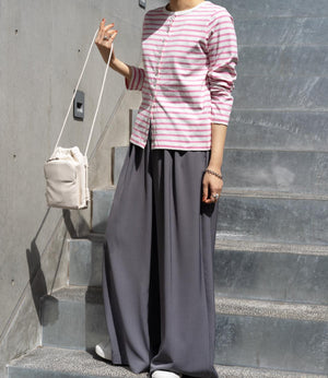 ボーダースナップカーディガン