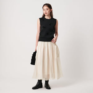 シャンブレー オーガンザ ポケット スカート