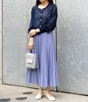 ストライププリーツフレアスカート