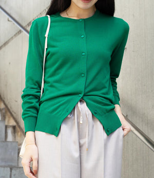 【UV加工・接触冷感】クルーネックカーディガン