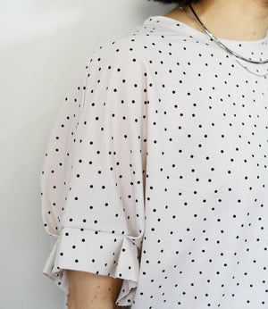 接触冷感袖タックカットソー