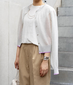 バイカラーシアーニットカーディガン