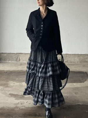 ブロックチェックティアードスカート