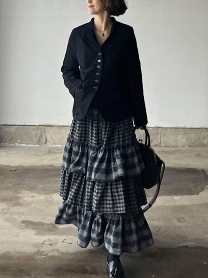 ブロックチェックティアードスカート