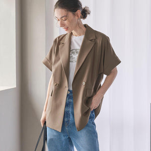 【WEB限定 Wardrobe DAILY MINIMAL】ハーフスリーブ ドルマンジャケット -ウォッシャブル-