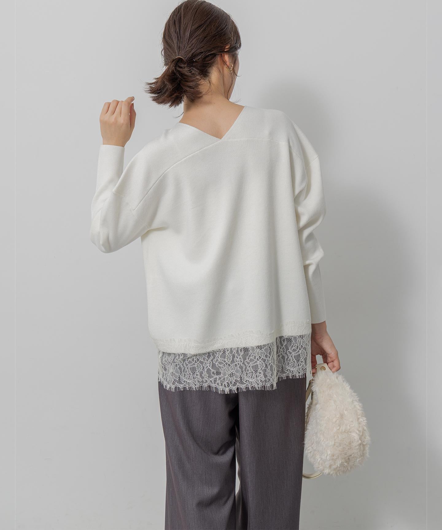 レースモチーフニットプルオーバー