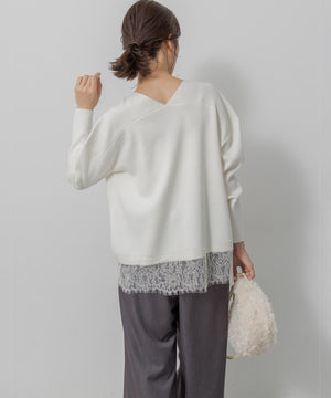 レースモチーフニットプルオーバー