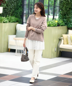 ラグランニットトップス