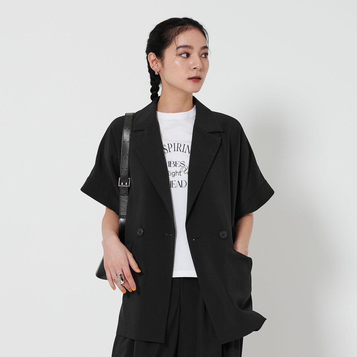 【WEB限定 Wardrobe DAILY MINIMAL】ハーフスリーブ ドルマンジャケット -ウォッシャブル-