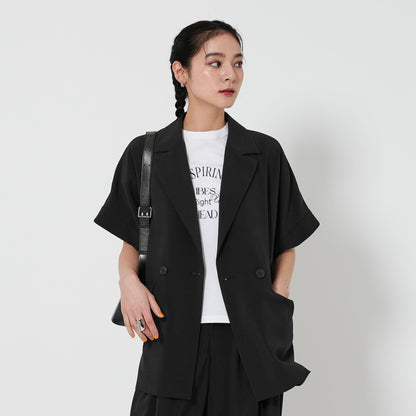 【WEB限定 Wardrobe DAILY MINIMAL】ハーフスリーブ ドルマンジャケット -ウォッシャブル-