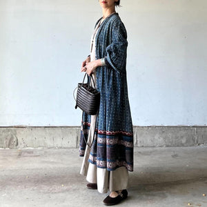 ブロックプリントワンピースコート