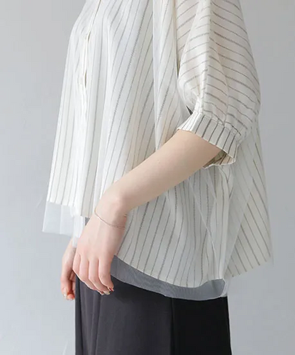 チュールレイヤードドレープブラウス