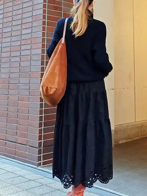 スエードパンチングティアードスカート