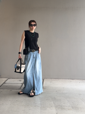 リネンノースリーブトップ