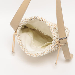 レザーライク×メッシュ コンビ ショルダーバッグ