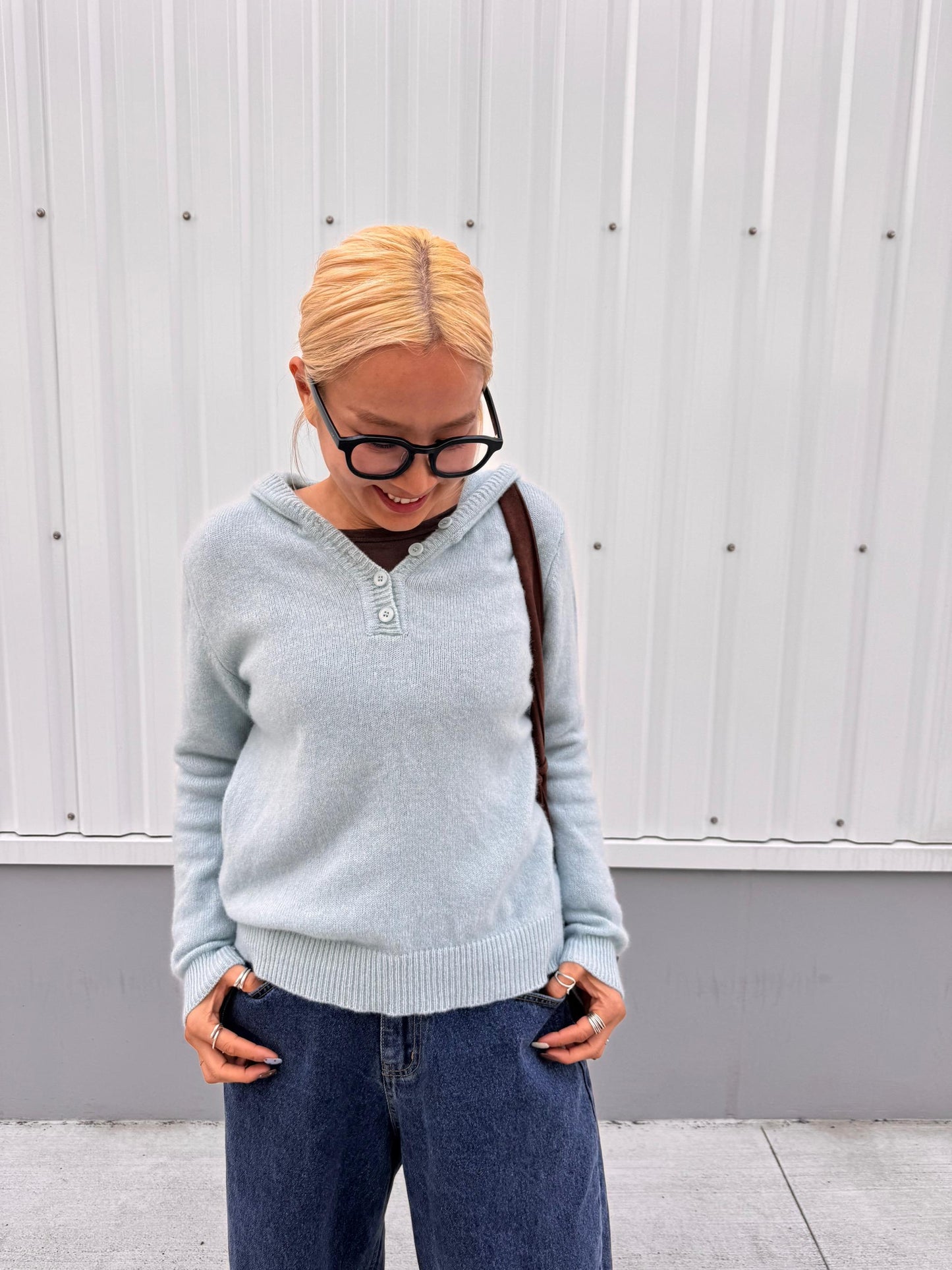 ウールフードニット