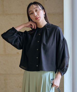 シアーテックリネンギャザーブラウス