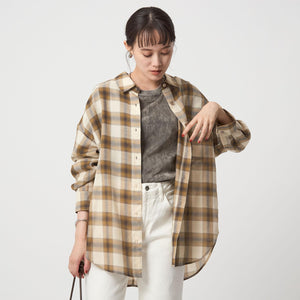 ［size SHORTあり］シアー チェック シャツ