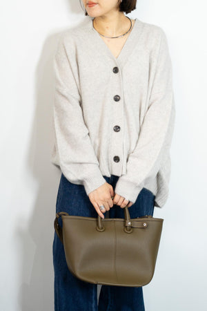 FOX混Vネックボクシーカーディガン