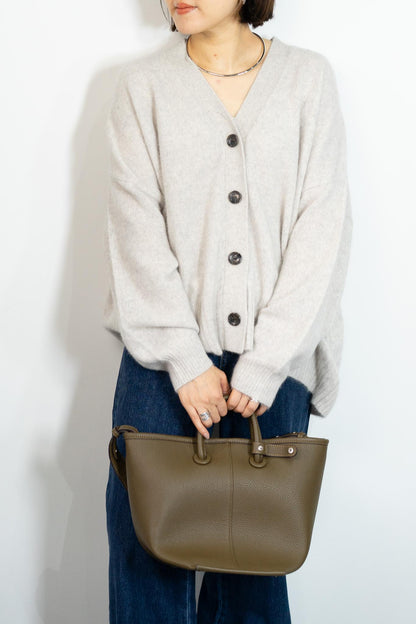 FOX混Vネックボクシーカーディガン