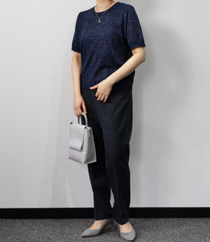 ラメニットハーフスリーブトップス