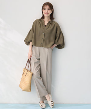 シアーテックリネンギャザーブラウス