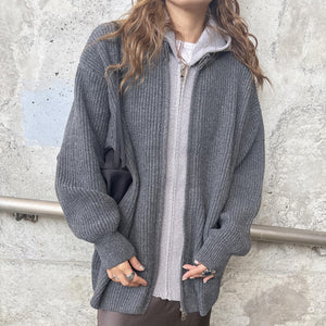 レイヤードニットジップアップ