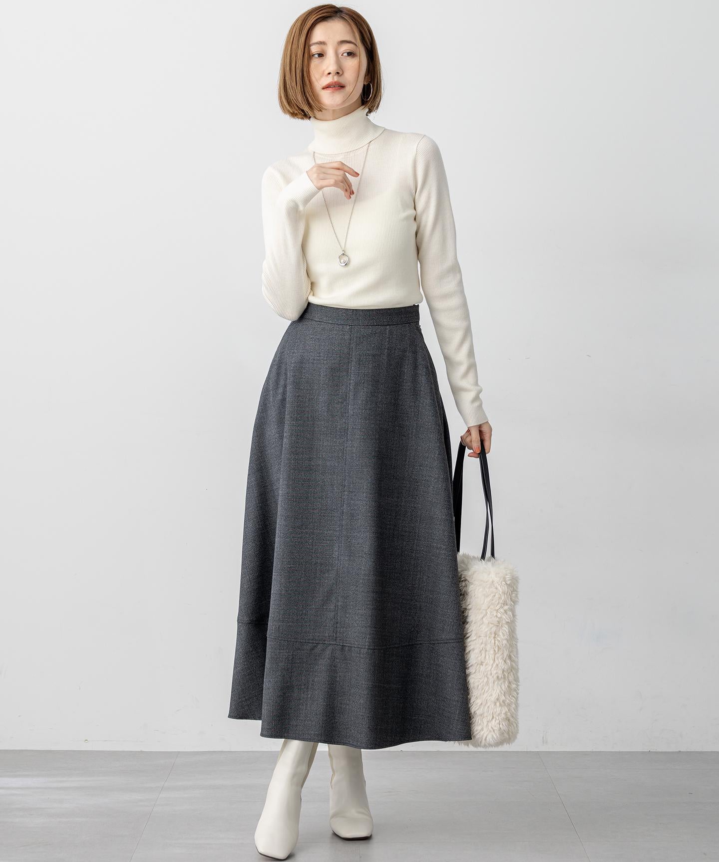 ウーステッドウール リブタートル ニット