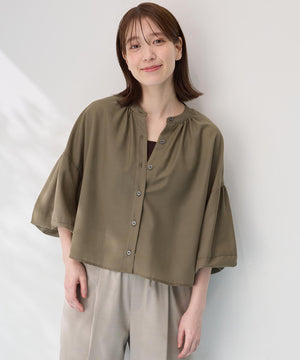 シアーテックリネンギャザーブラウス