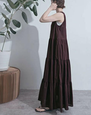 Vネックティアードワンピース