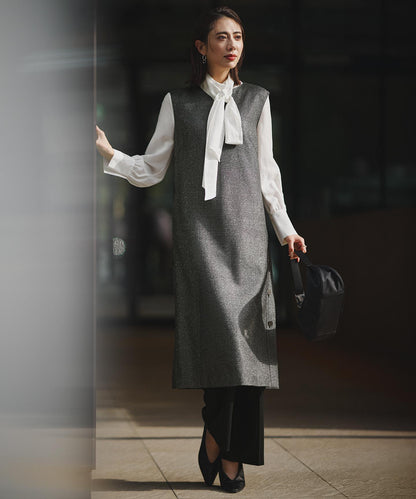 セルロースシルクビエラ ボウタイ付きブラウス