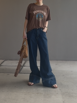 パネルヘムストレートデニム