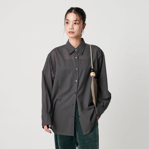 シアー レギュラーカラー ソリッドシャツ