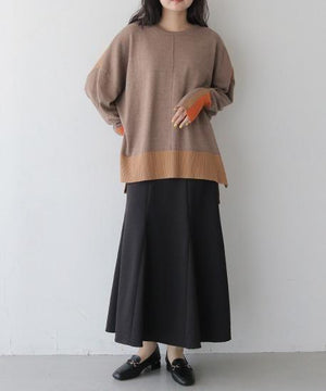 バイカラーボクシーニット