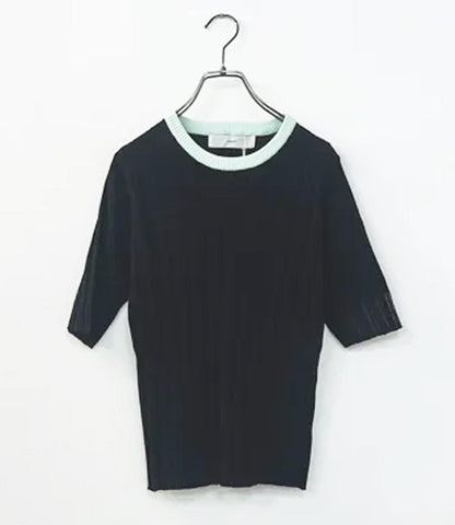 バイカラーシアースリーブスリムニット