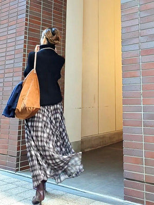 チェックシフォンスカート