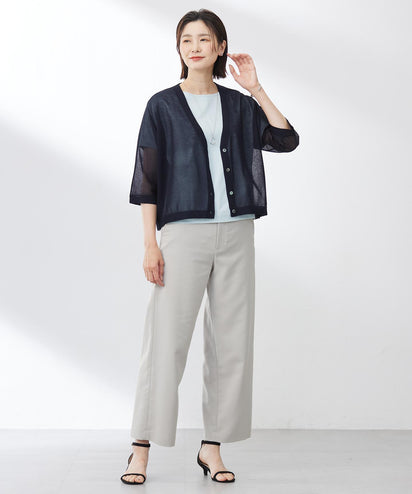 SHEER LIGHT KNIT Vネック カーディガン – &DROBE (アンドローブ)