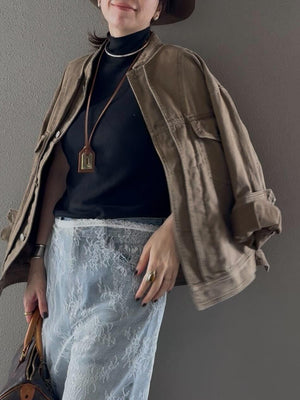 ノーカラーウォッシュブルゾン