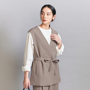 【WEB限定 Wardrobe DAILY MINIMAL】ダブルクロス リボンベルトジレ -ウォッシャブル-