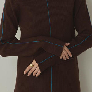 バイカラースリムニットプルオーバー